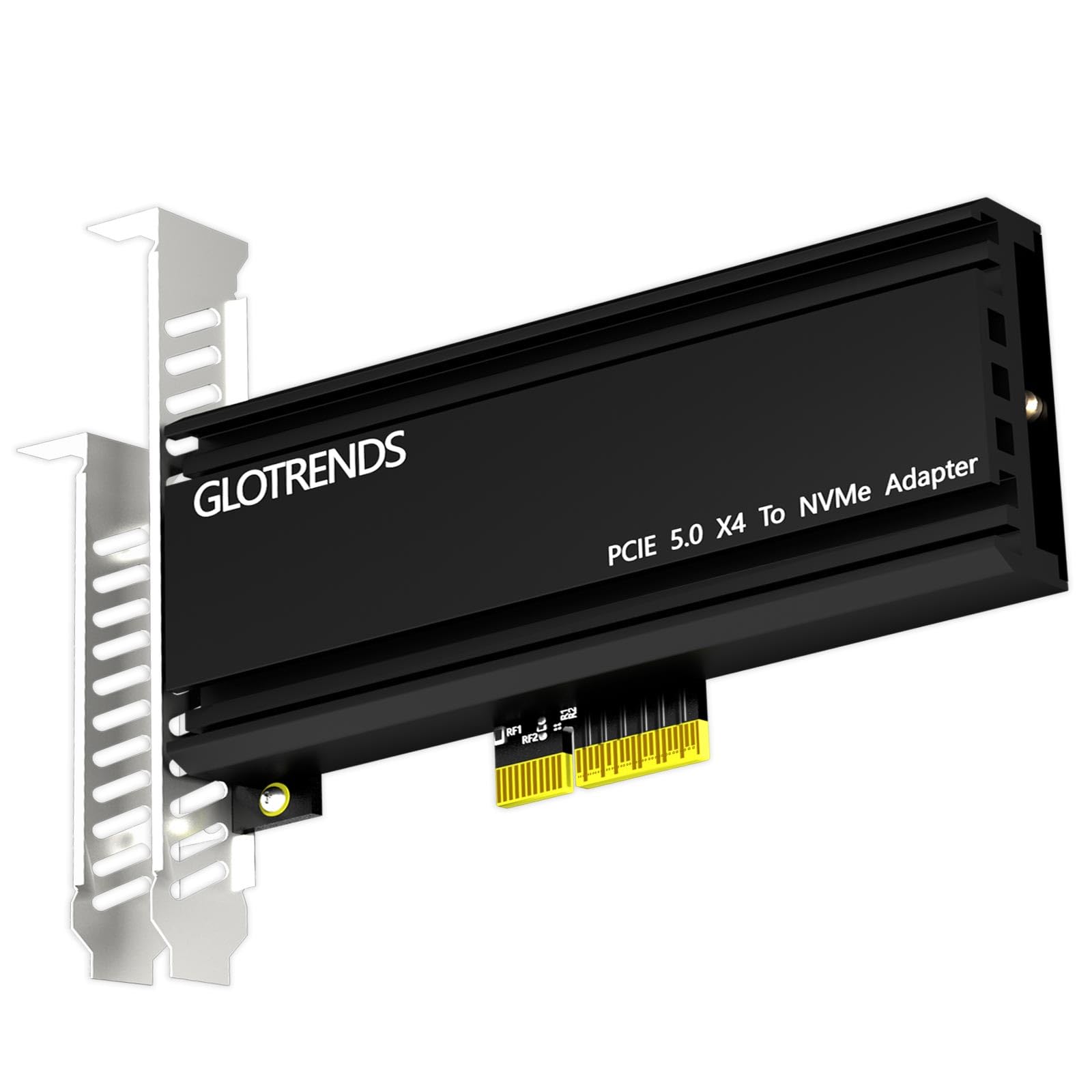 GLOTRENDS PA18 M.2 NVMe vers PCIe 5.0 X4 Adaptateur pour SSD M.2 NVMe, Très Grand dissipateur Thermique en Aluminium, Supports ordinaires et Bas Profil(Noir)