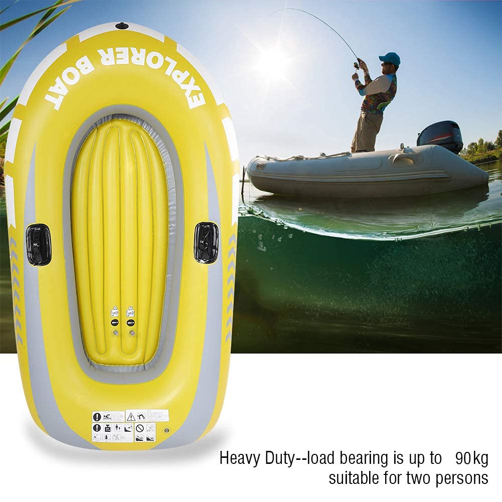 Bateau Gonflable, Porteur de 90KG pour 2 Personnes avec Supports de Pagaie, Bateau à Pagaie Inflatable pour Loisirs Nautiques Familiaux, Pêche et Activités en Eau Calme