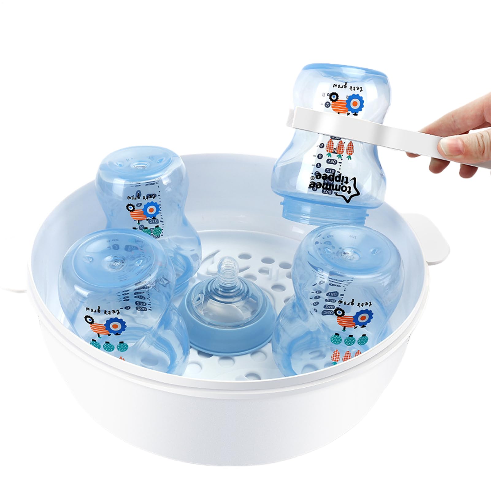 Microwave Steam Steriliser - Microwave Steam Cleaner For Baby Bottles, High Temperature Resistant, BottleSteam Cleaner With Lid For Toddler, Sterilises Up To 6 Baby Bottles & Accessories In 4 Minutes