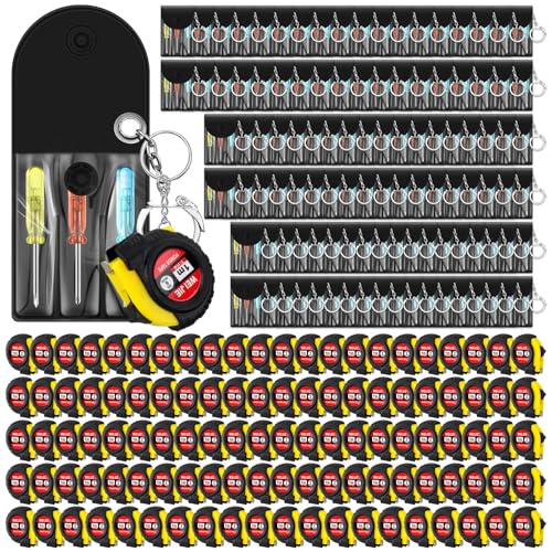 Jutom 216 Pcs Mini Tape Measure Screwdriver Keychain Set Bulk
