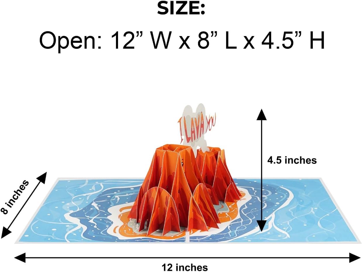iGifts And Cards I Lava You Volcano 3D Pop-Up Card - Hot Romantic Pun 6"x8" image 4