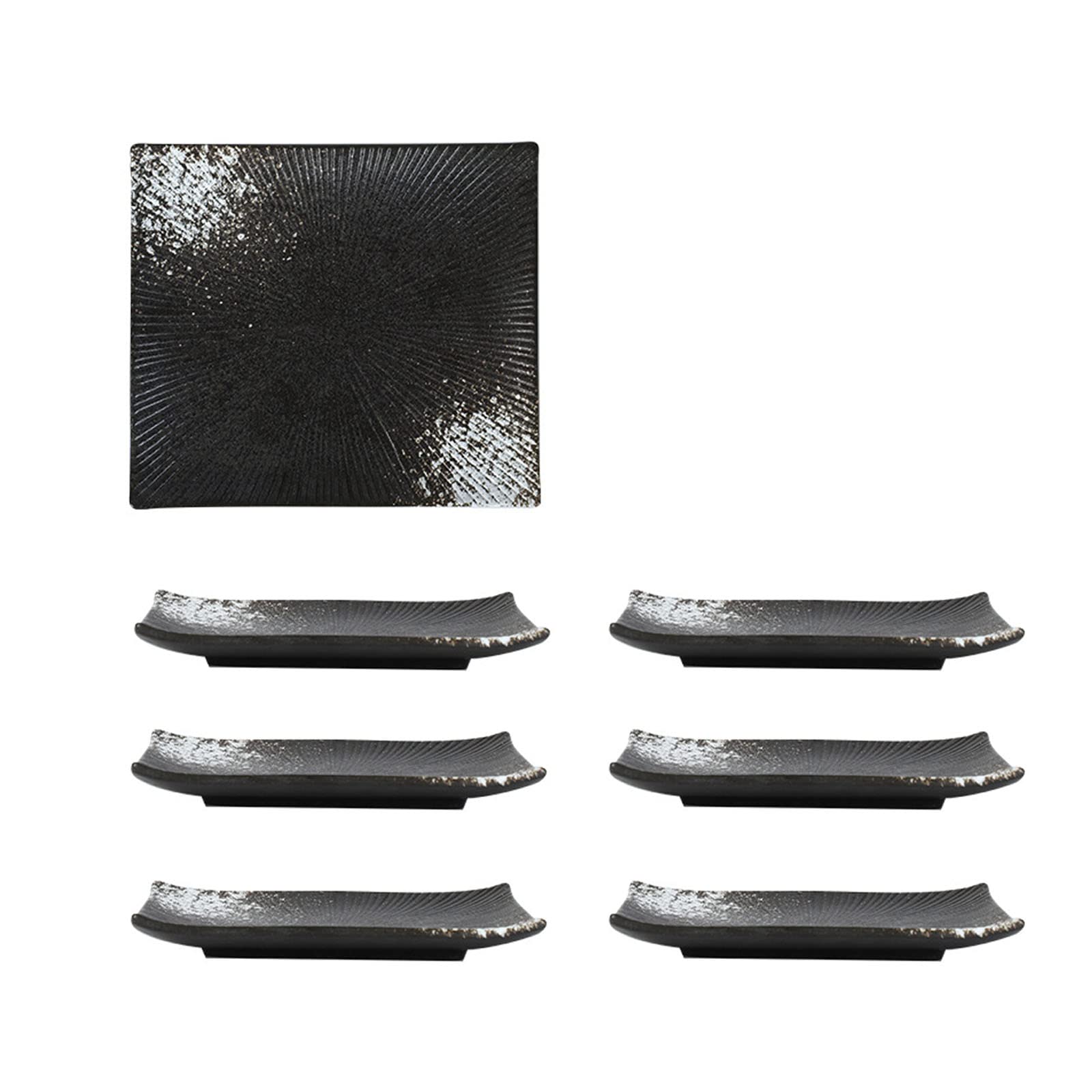 Platos Rectangulares De Cerámica, Combinación Creativa De Colores, Esmalte Suave Y Fácil De Limpiar, Adecuados para El Hogar, Hotel, Restaurante,Negro,9in