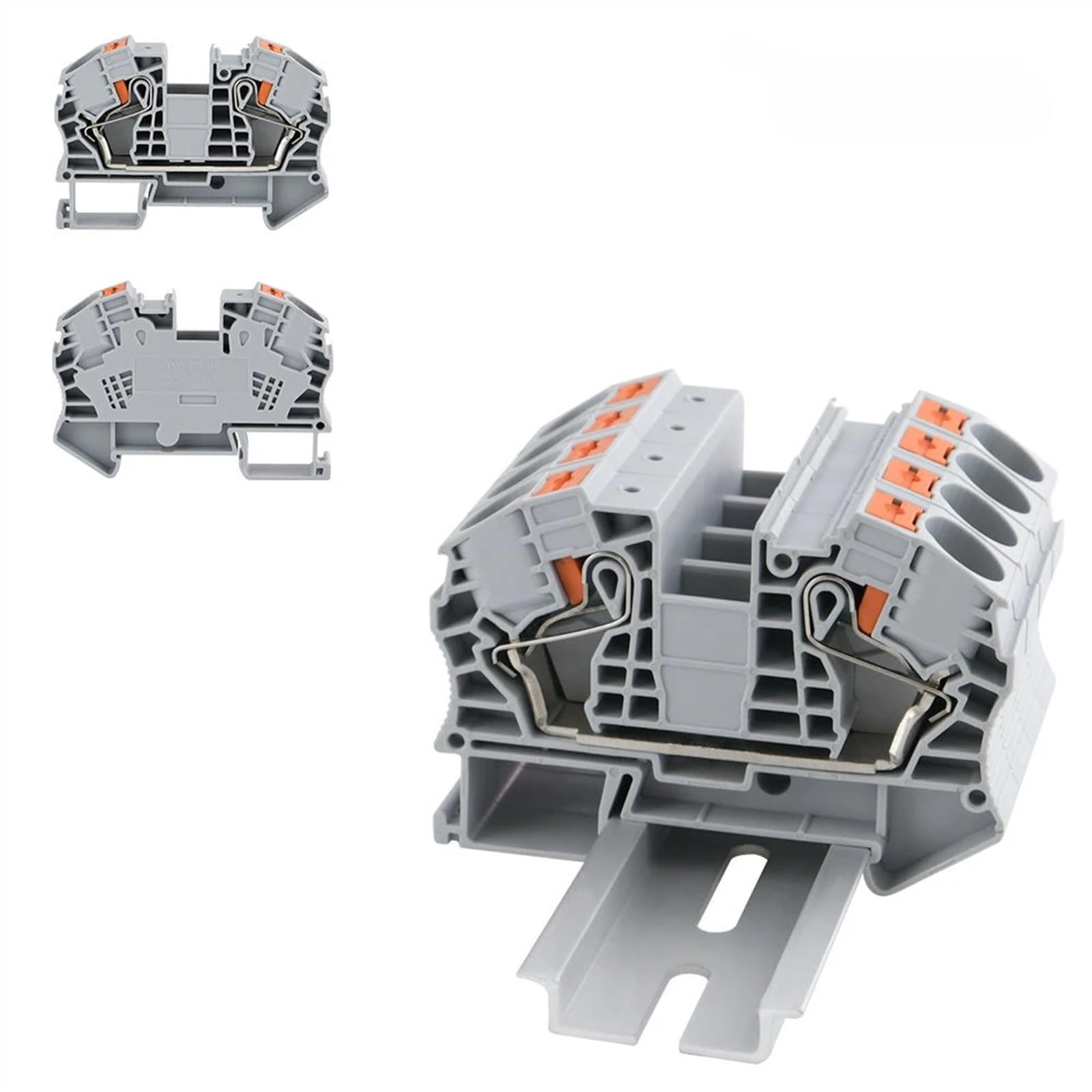 PT-16 1 Pc Din Rail Terminal Block Conductor Wire Connector Push in Spring Screwless Feed Through Terminal Block PT16