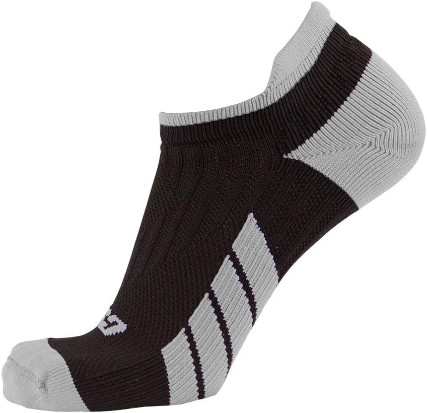 CSX Ankle Socks, Arch Support Compression, Men and Women Low Cut Fit, Silver on Black, X-Large