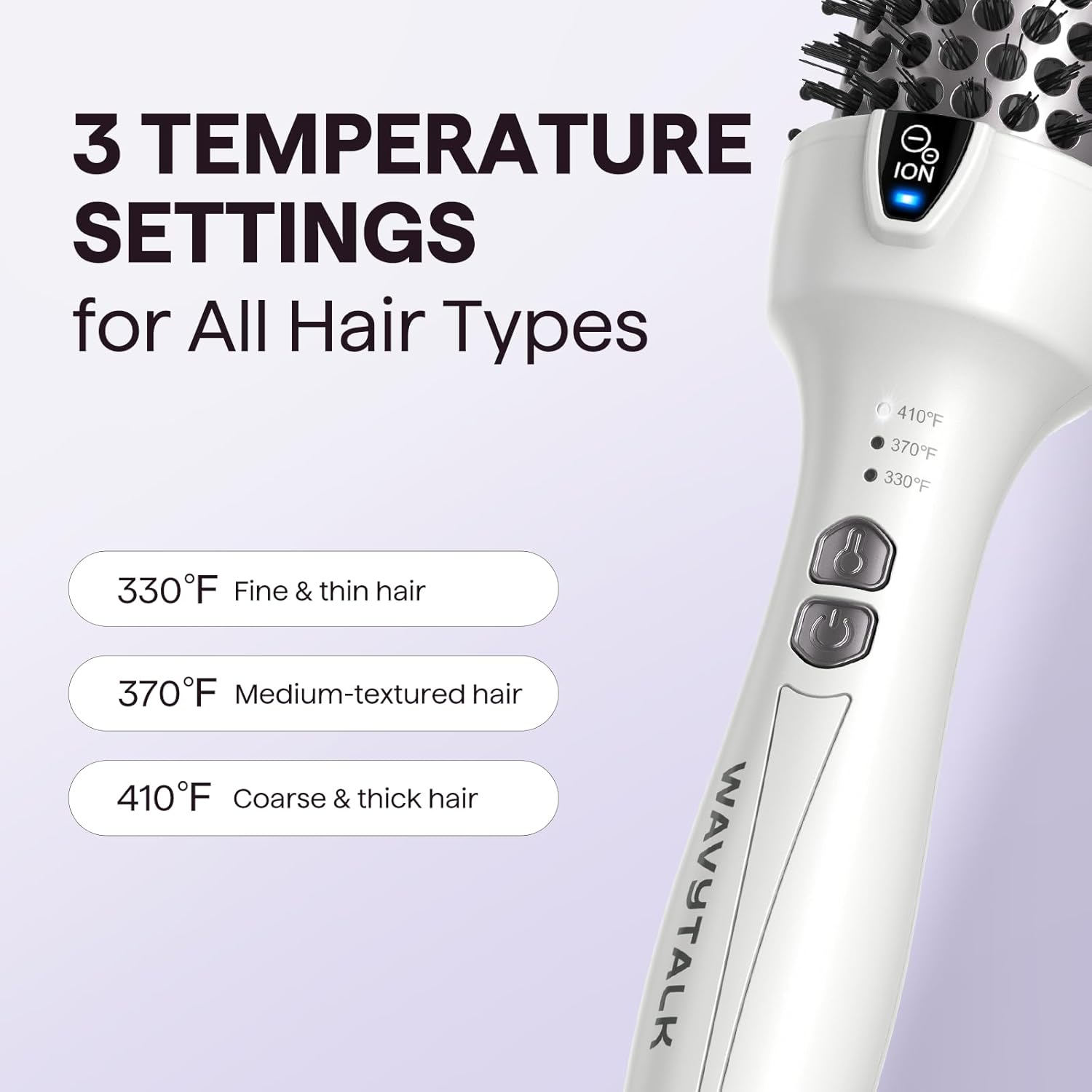 Wavytalk Thermal Brush, 1.5 Inch Ionic Thermal Round Brush Makes Hair Smoother Get Natural Curls (White) - Image 8