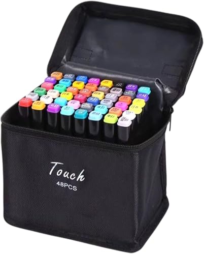 MEGA So Touch Marker Pens Set, 48 Pieces, Dual Tip, Vibrant Colors with Carrying Case