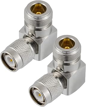 2PCS N Female to TNC Male Right Angle Coax Adapter 50 Ohm N Type Female to TNC Male 90 High Frequency RF Coaxial Adapter for Antenna Wireless Devices