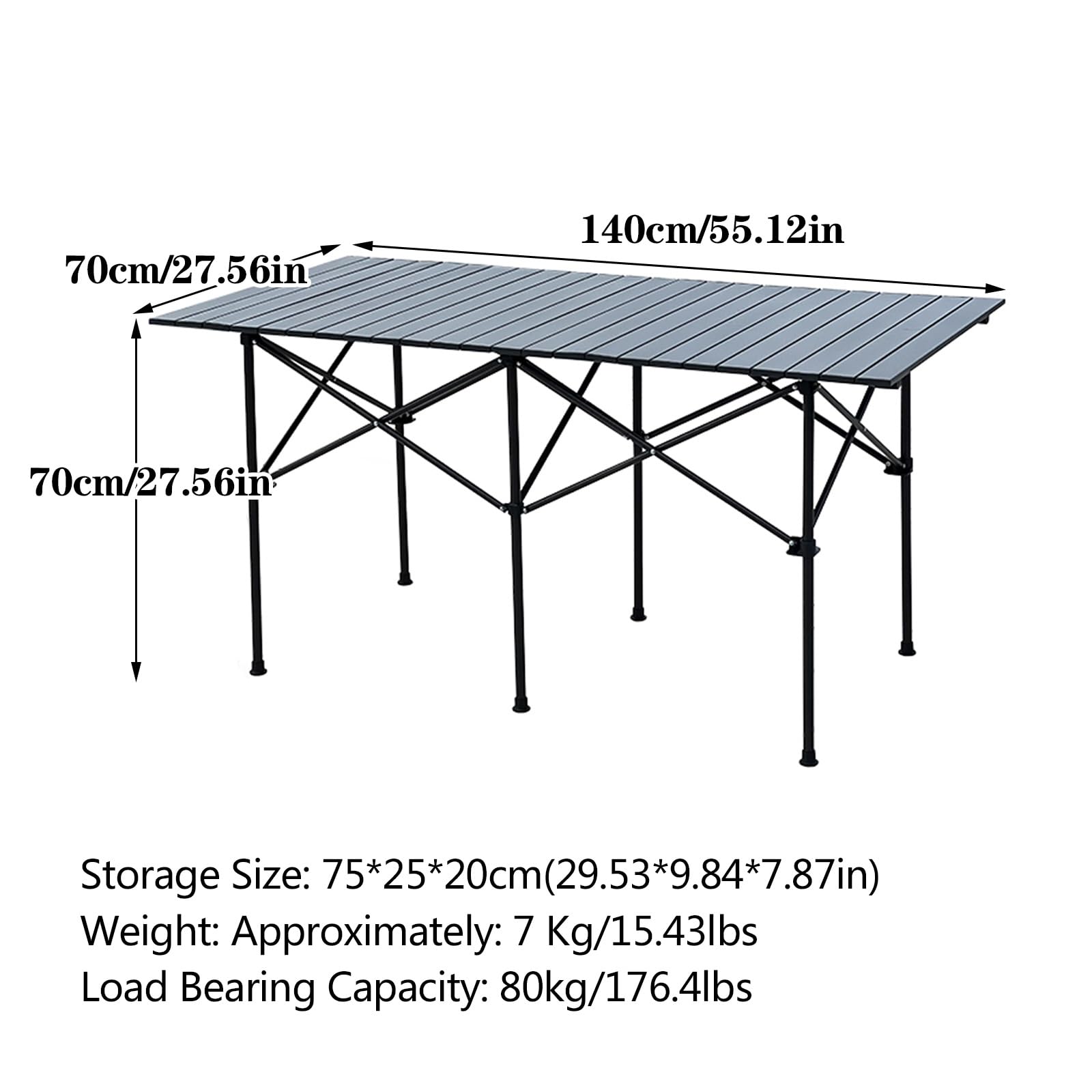 Przenośny składany stół piknikowy odporny na warunki atmosferyczne aluminiowy stół na karty na imprezy kempingowe wesela ogród balkon duży rozmiar 140 x 70 cm