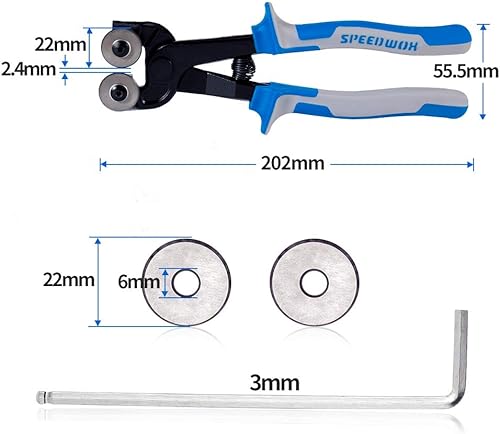 Miniatura 6 de SPEEDWOX Alicate de azulejos de 8 pulgadas, ruedas de puntuación de carburo de tungsteno de alta resistencia, resistente con ruedas de corte de