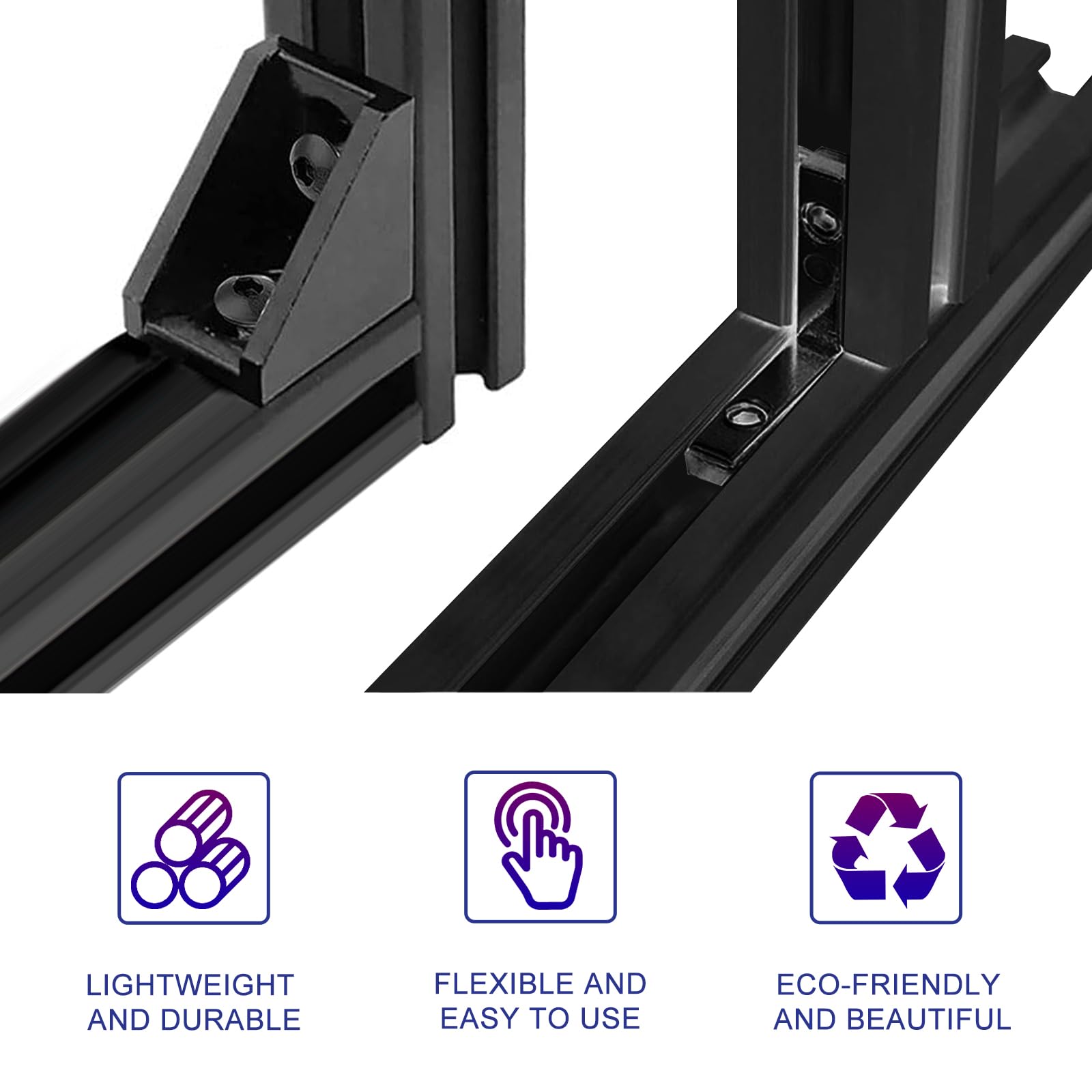 8 Stück 2020 V Typ Schwarz 400mm und 20x20 aluminium profil Verbinder Kit Europäischer Standard Eloxierte Linearschiene aluminiumprofile Extrusion,für DIY 3D Drucker und CNC Maschinen