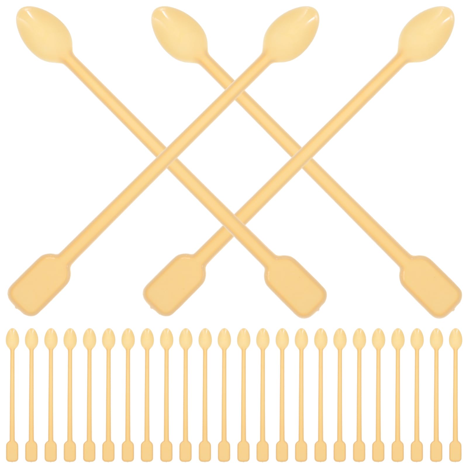 Cabilock 100pcs Multifunctional Stirring Spoons for Coffee Cocktail Diy Epoxy Resin Long Handle Mixing Spoon Plastic Stirrer Bar Tea Spoons