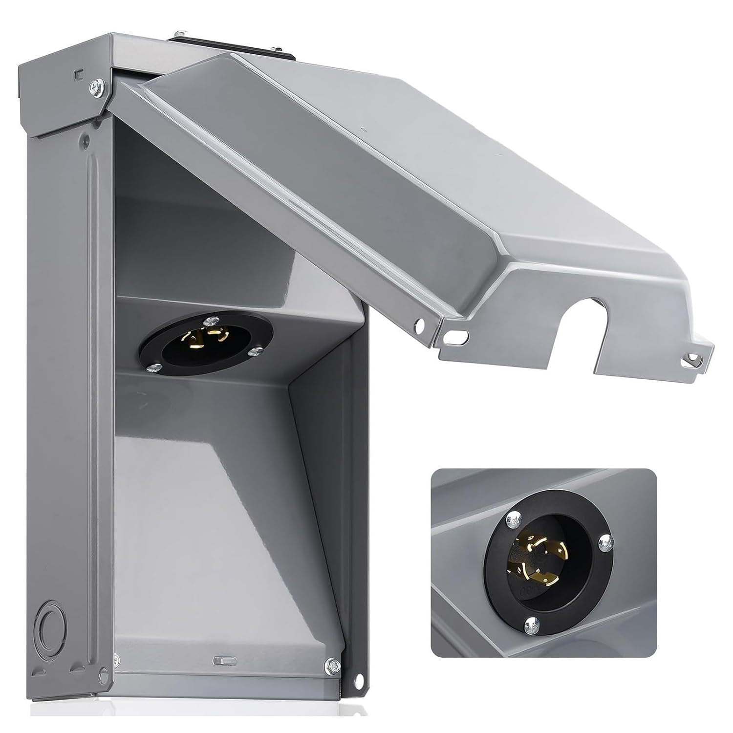 Generator Power Outlet Box Stainless Steel 30 Amp 4 Cores Electric Power Outlet Box for Electric Generator, Compatible with 6-12 AWG Wires, 7500W Capacity