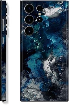 Skin Wrap for Samsung Galaxy S24 Ultra, Sticker Decal Protective Film Cover for Phone Back, Camera, Frame Blue Clouds