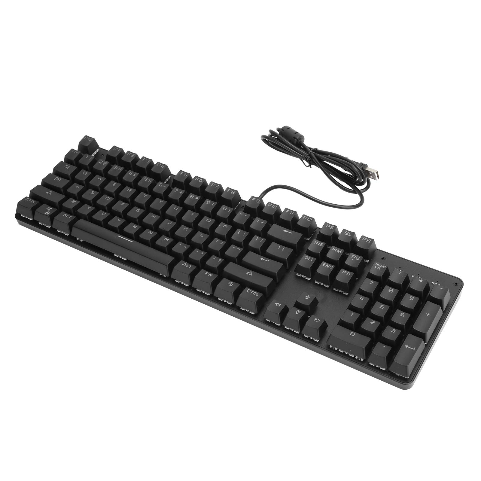 VBESTLIFE Teclado mecánico para Juegos con Interruptor Azul, Teclado E-Sport con retroiluminación RGB de 104 Teclas para Escritorio/portátil(Negro)