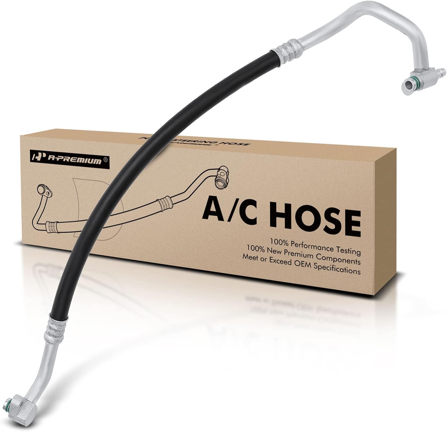 A-Premium A/C Suction Line Hose Assembly Compatible with Fiat 500 2012-2013 1.4L, Compressor to Evap, SOHC Only