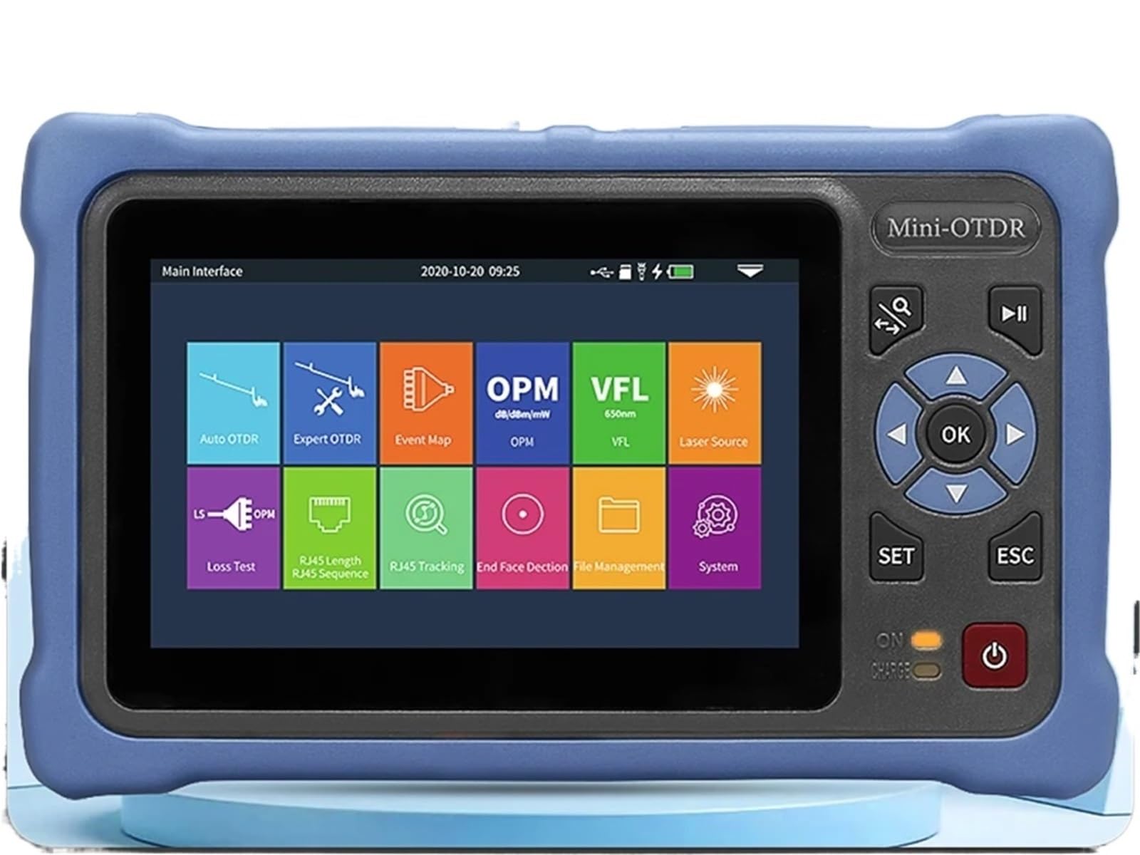 CVFRDD OTDR 100KM Fiber Optic Reflectometer 1310/1550nm 26/24dB Touch Screen VFL OLS OPM Event Map Ethernet Cable Tester