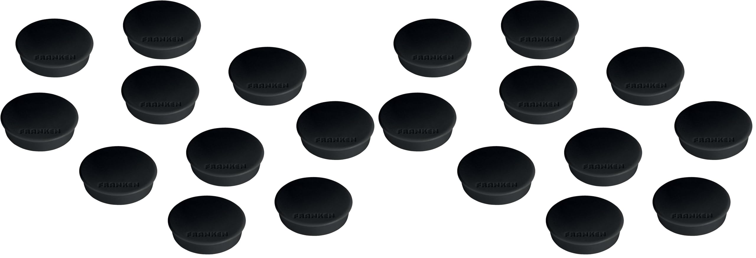 FRANKEN Magnete Rund, 10 Stück, Hochwertige Haftmagnete für Büro, Haushalt, Werkstatt, ideal für Whiteboards, Kühlschrank, Plantafeln oder Schaukästen, 38 mm, Schwarz, HM38 10 (Packung mit 2)