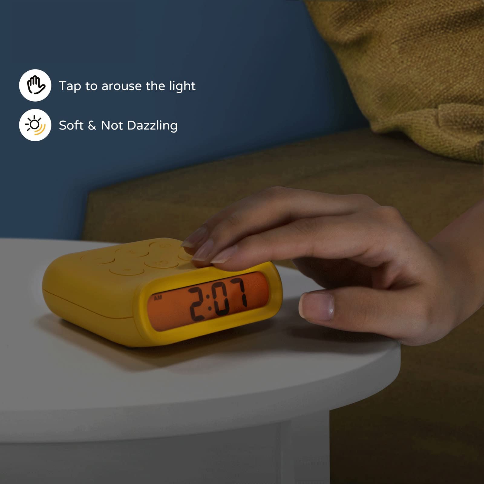 Sveglie Piccolo Snooze Digitale Minuti Data Calendario Display Allarme Comodino Facile Configurazione per la Camera da Letto di casa Orologio per Camera da Letto (Colore : Beige)