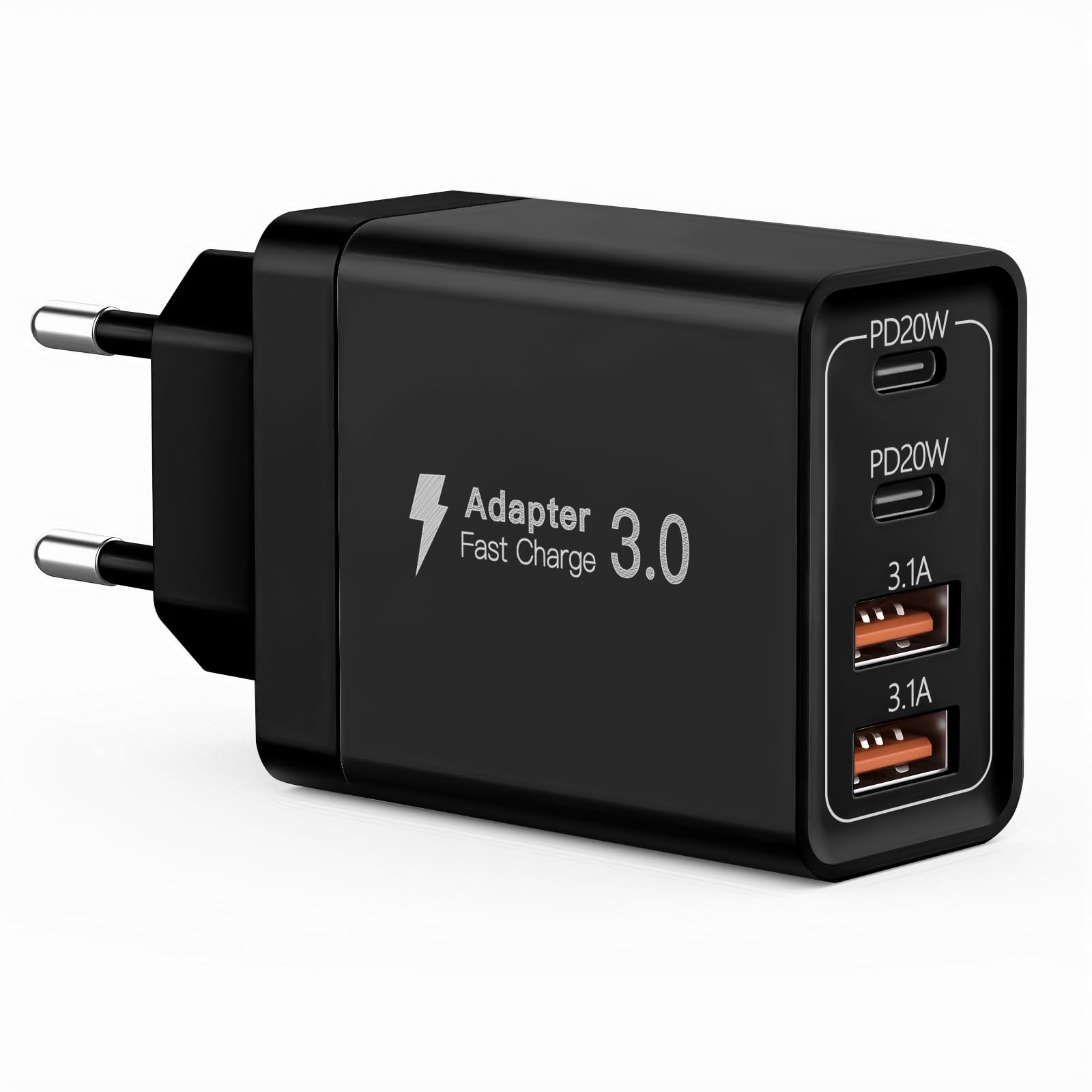 40W USB C Ladegerät, 4-Port USB C Ladegerät Block, Schnellladeblock PD+QC Wandstecker, Typ C Ladestecker für iPhone 11/12/13/14/15/16/Pro/Pro Max/iPad/Samsung/Android/Google/Tablets