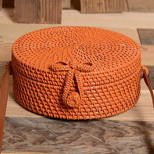 Sac en rotin tissé main orange rétro et sac durable - 2