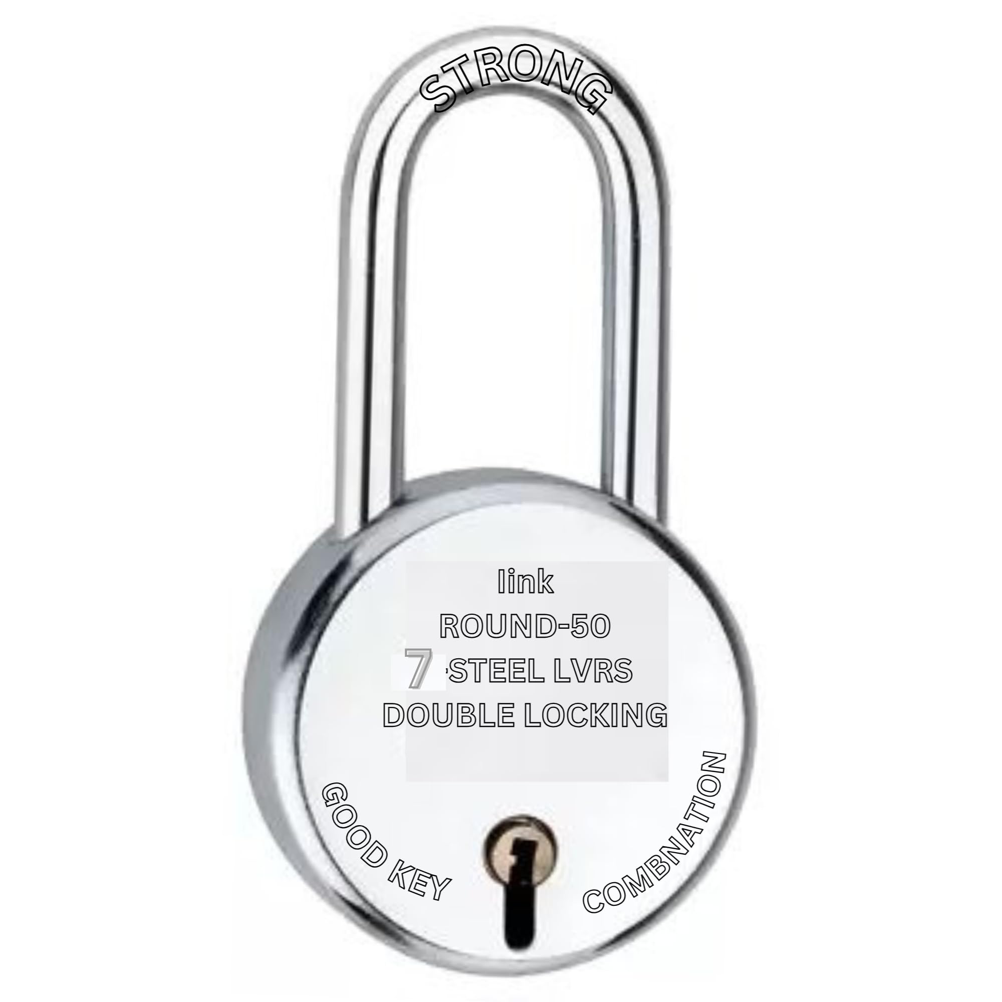 Round Stainless Steel Combination Padlock 50 mm Padlock for Home Keyed Lock for Doors Home Long Shackle 4 Key 7 Levers Double Locking for Safety (Long Shackle 50 mm) (B0CZXKS6DV) Amazon Price History, Amazon Price Tracker