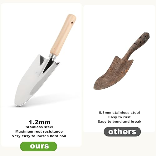 Miniatura 2 de Juego de herramientas de jardinería de 9 piezas resistentes a prueba de óxido con bolsa de almacenamiento y guantes de goma antideslizantes, regalos