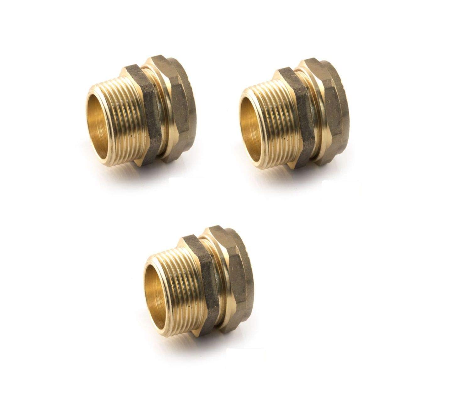 15 mm x 1/2 Compression x BSP Parraler Male - Straight Adaptor UK Pack of 3 Wärmer System PSW Trade SUPPLIERS LTD