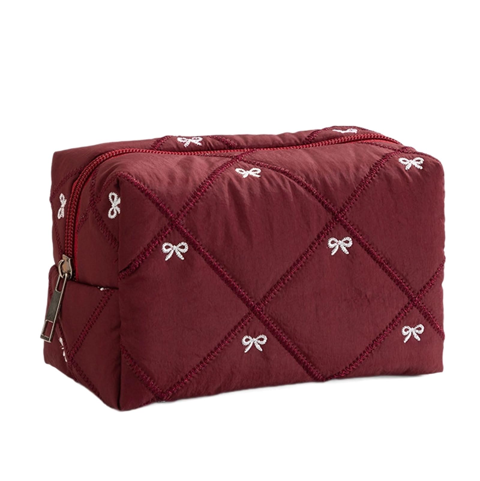 Lerpwige Spacious Waterproof Polyester Travel Toiletry Bag Featuring Elegant Bowknot Quilting Designs and Multiple Compartments Large Capacity Cosmetic Bag