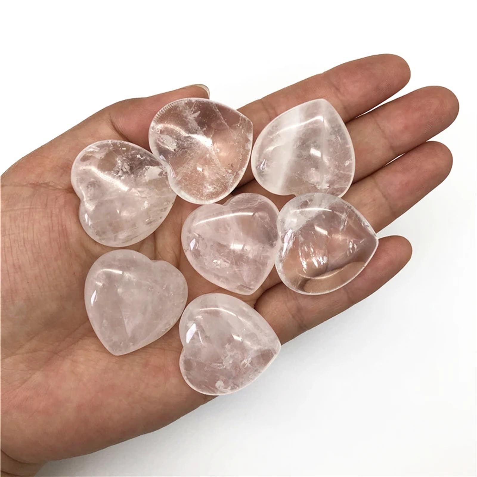 AUOQKQUT White Quartz Crystal Heart Shaped Stone Gift Crystals Home Decor(2pcs)