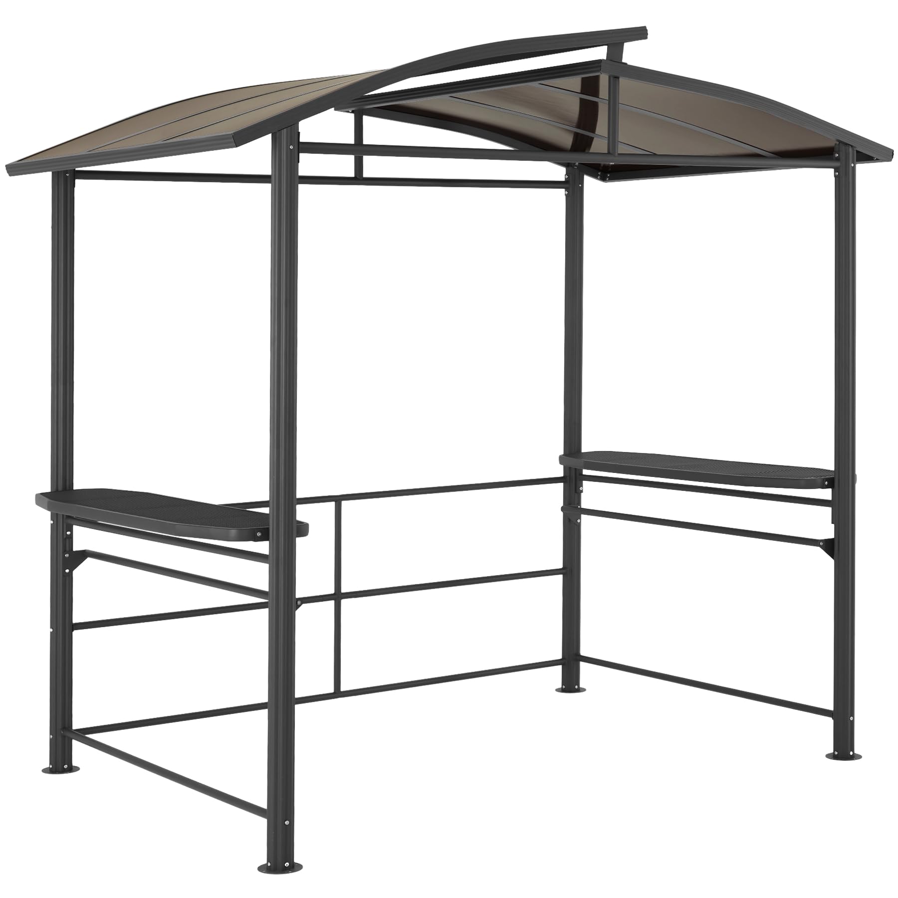 tectake® Carpa Barbacoa Toldo Impermeable, Pergola Aluminio y Acero, Techo Exterior Lluvia, Cenador Jardín Pérgola, Carpa Jardín Exterior Terraza, Camping BBQ, Kit Barbacoa - 240x150x234 cm Oscuro