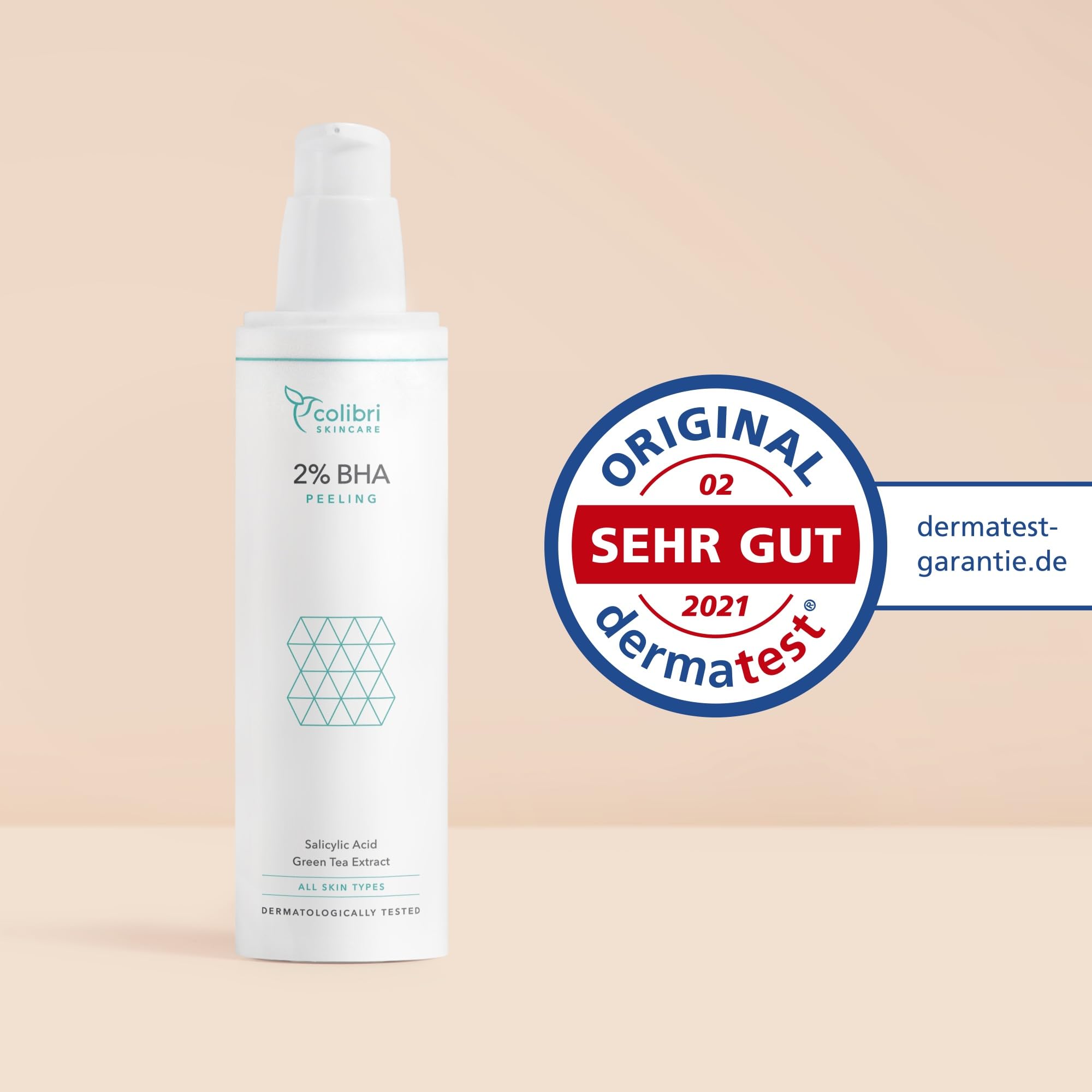 colibri skincare 2% BHA Peeling 100ml - Salicylsäure Peeling für alle Hauttypen - Chemisches Exfoliant für das Gesicht zur Minderung von Pickeln & Mitessern - hilft Poren zu verkleinern