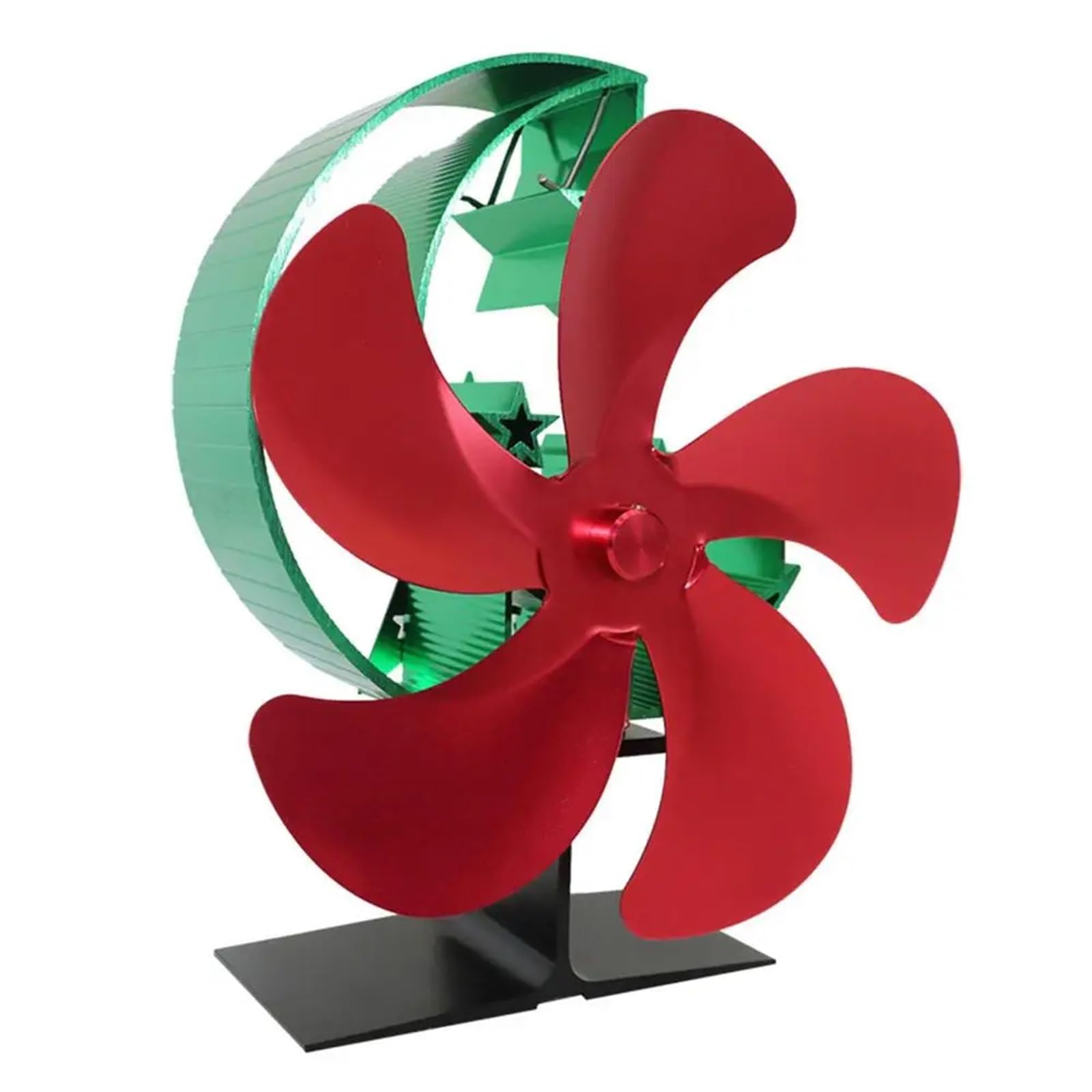 Ventilador Estufa Leña Ventilador for Estufa de leña, diseño de Ventilador for Estufa de leña con 5 aspas, Ventilador termoeléctrico for leña(Red Green)