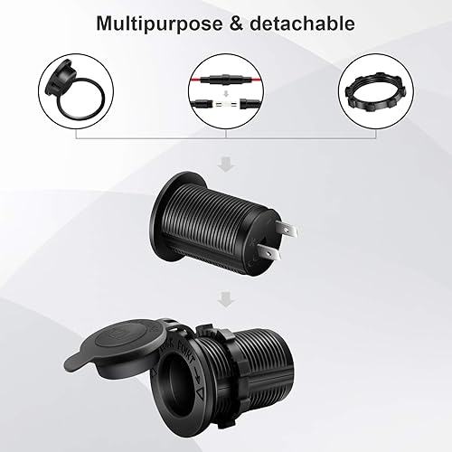 Miniatura 3 de MXRS - Enchufe para encendedor de cigarrillos de 12 V, para coche, motocicleta, todoterreno, RV, toma de corriente, enchufe impermeable, 3 unidades