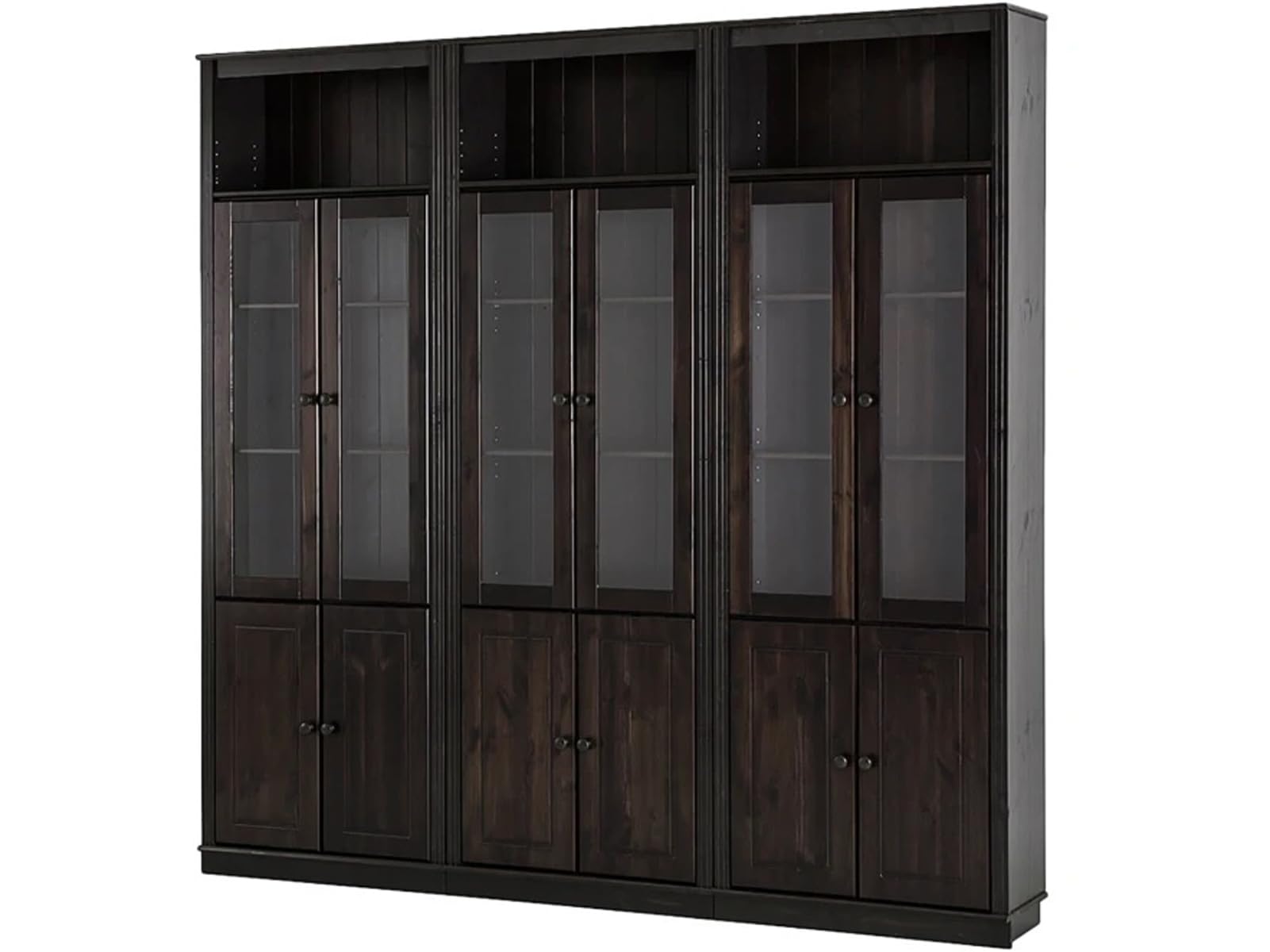 Anita Wall Unit 8 with 3 Bookcases, 6 Wooden Doors and 6 Glass Doors in Havana Lacquer, 222 x 34 x 223 cm (W x D x H)