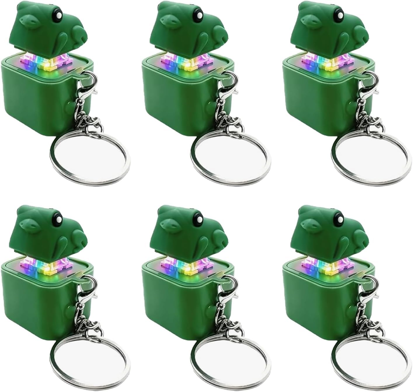 Frog Croaking Fidget Toy, Rechargeable Frogs Keychain with Sound LED Lights, Frog Keycaps Fidget Clicker, Fun & Portable Stress Relief Sensory Toy for Adults Anxiety Relief