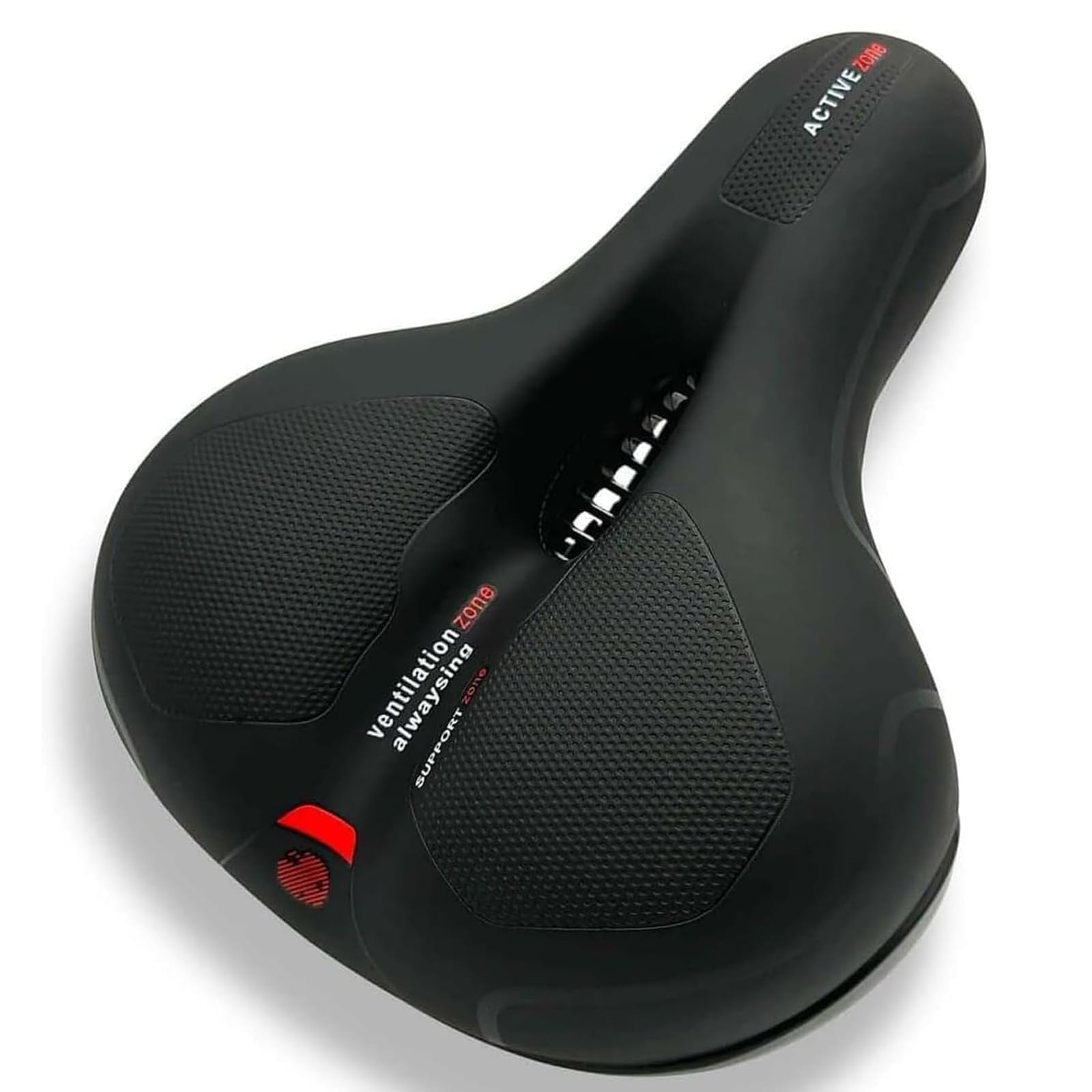 Siodełko rowerowe Cloud Comfort Pro Max – wreszcie bezbolesne siodełko rowerowe do jazdy na rowerze, wygodne, miękkie siodełko z pianką z pamięcią kształtu, z czerwonym paskiem ostrzegawczym, siodełko