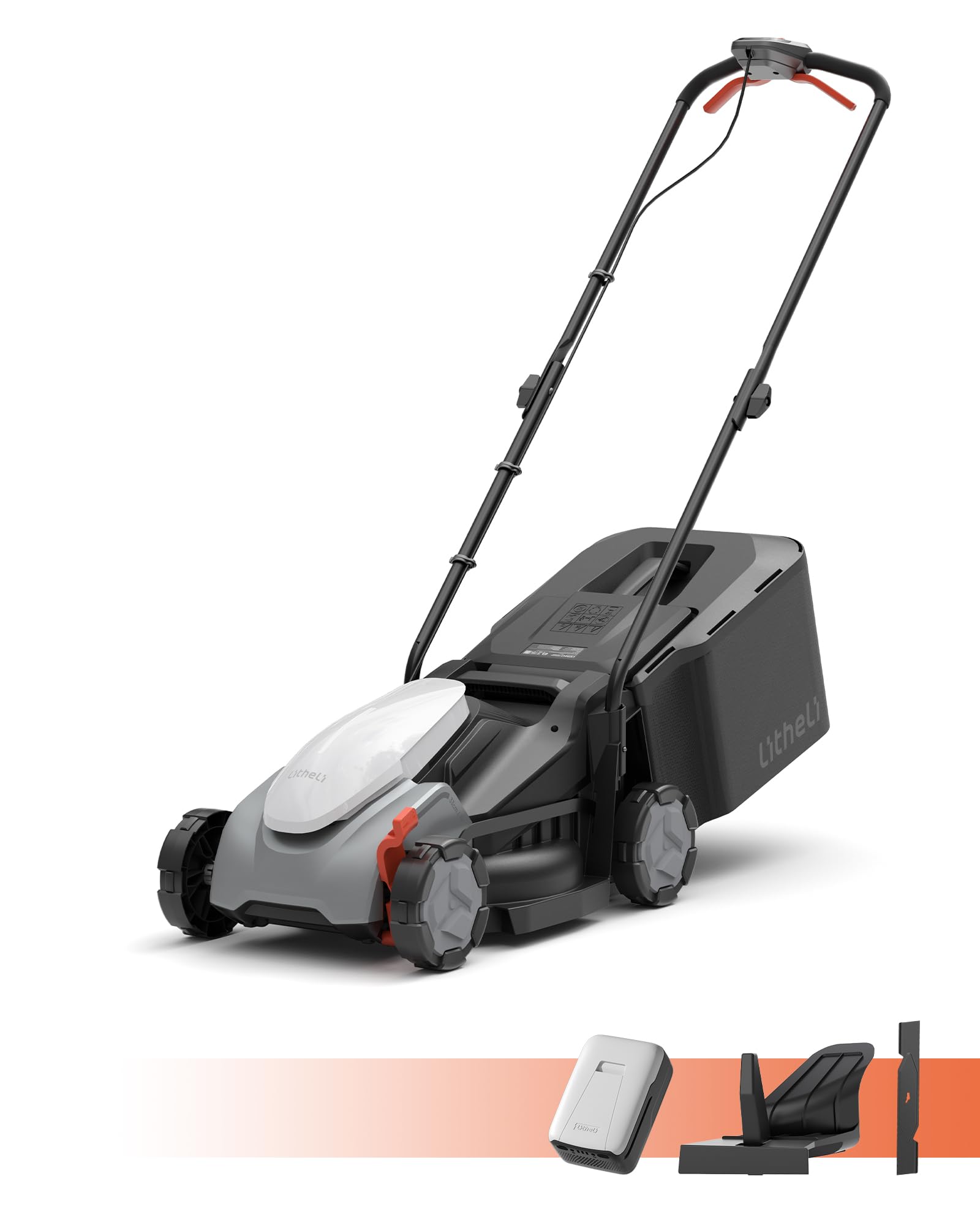 Litheli Tagliaerba Tosaerba a Batteria 33cm, 5.0Ah Batteria, Altezza Regolabile 25-65mm, Sacco 35L, per Prati Fino a 300m² (Motore senza spazzole)