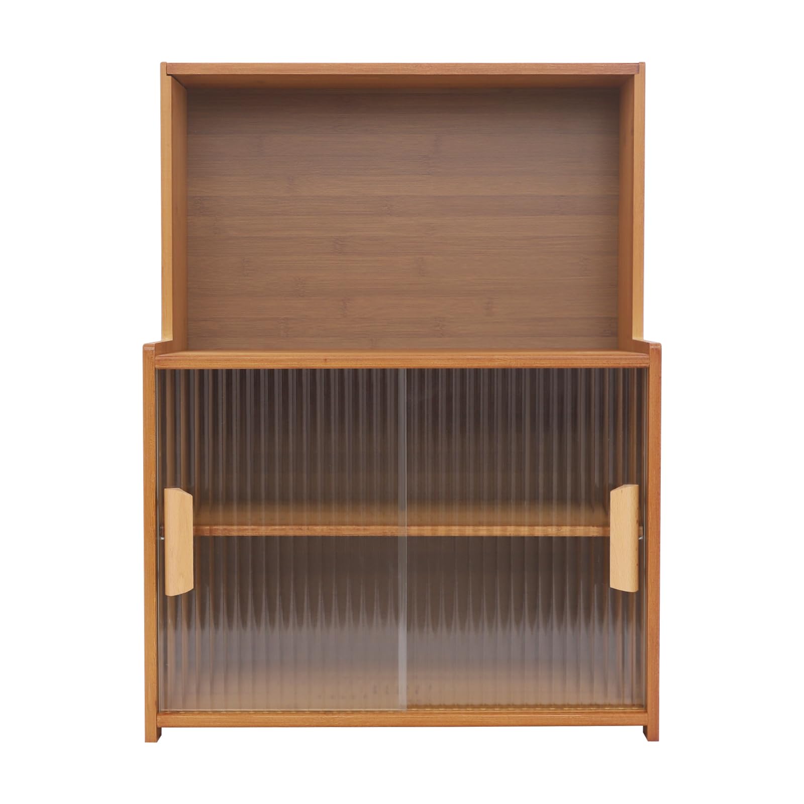 Armoire de rangement, petit buffet de cuisine en bambou pour plan de travail, armoire de cuisine avec porte coulissante et poignée pour pots à épices, ustensiles de cuisine et accessoires