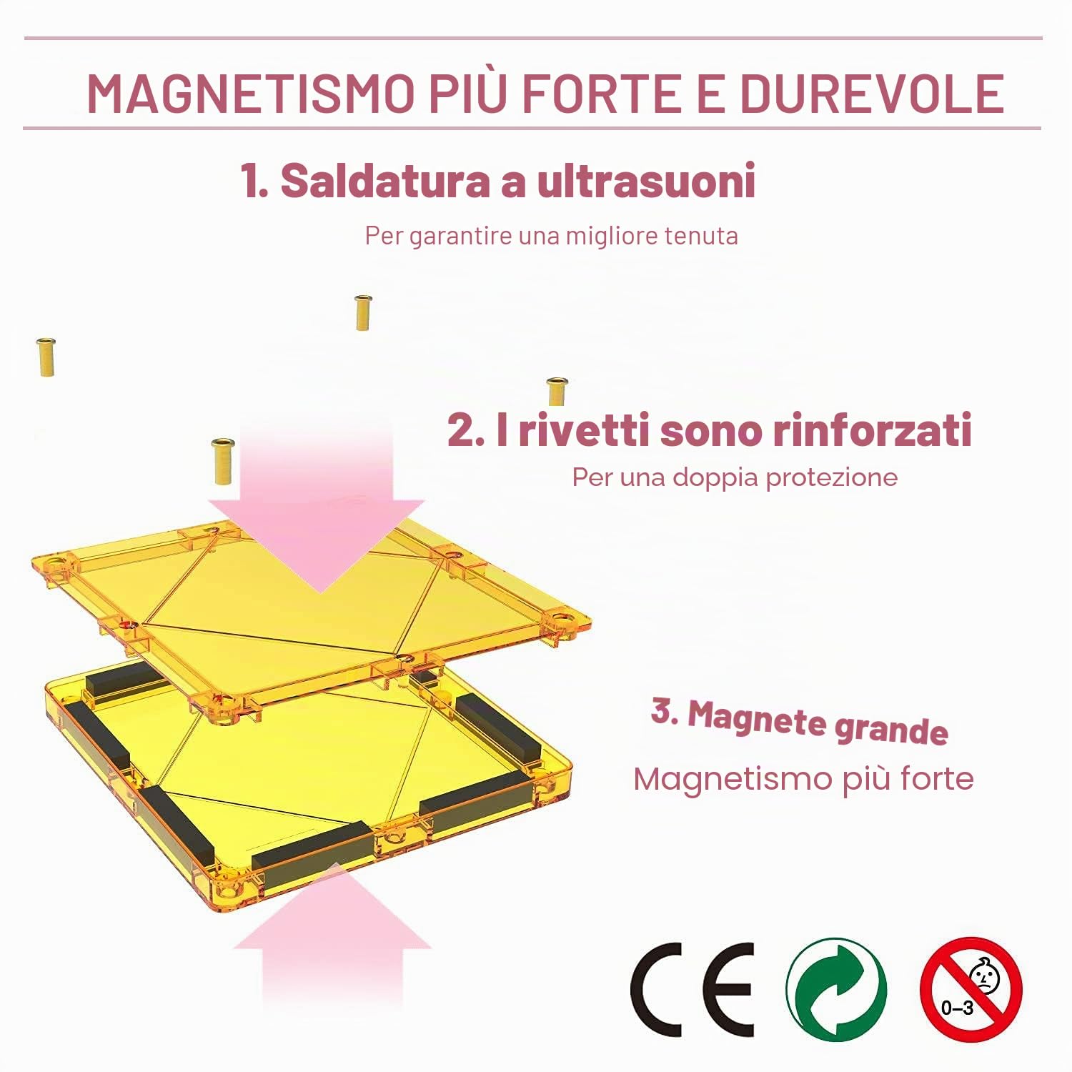 Magblock 70pcs Blocchi di Costruzione Magnetici Bambini Piastrelle Magnetiche Creatività Educativo Costruzione Giocattoli Building Blocks per Ragazzi Ragazze bambino regalo