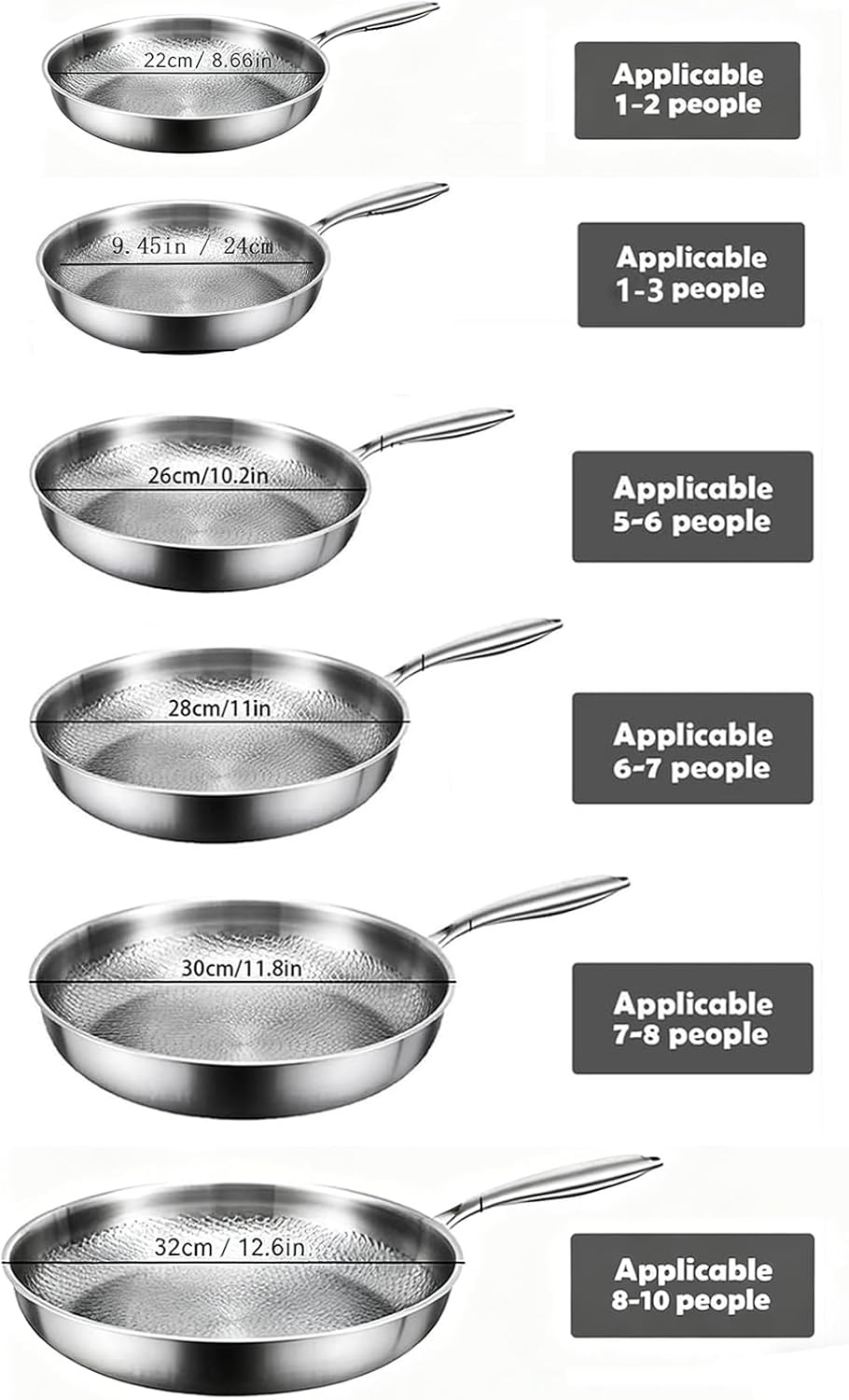 Titanium Frying Pan, Titanium Hammered Pan Pro with Lid, Titaniums Pots and Pans Non Stick, Titanium Cookware Heats Quickly, Cooks Evenly, Compatible With All Cooktops (8.66in / 22cm)