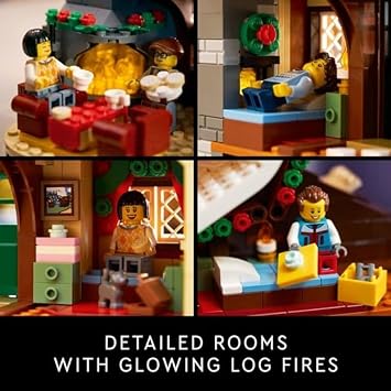 LEGO Icons Alpine Lodge Model Building Set - Collectible DIY Kits for Adults, Ages 18+ Log Cabin Kit for Winter Activities with Snowmobile and Minifigues - 10325