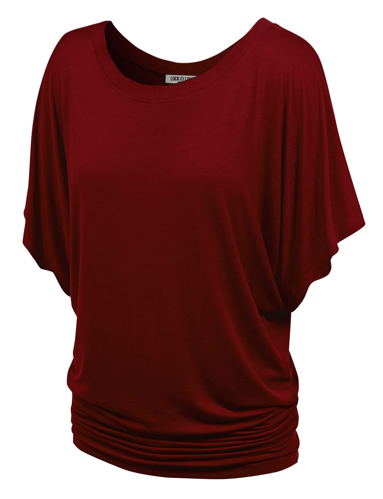 Lock and Love Women's Versatile Casual Short Sleeve Dolman Top – Loose Fit Boat Neck & V-Neck T-Shirt