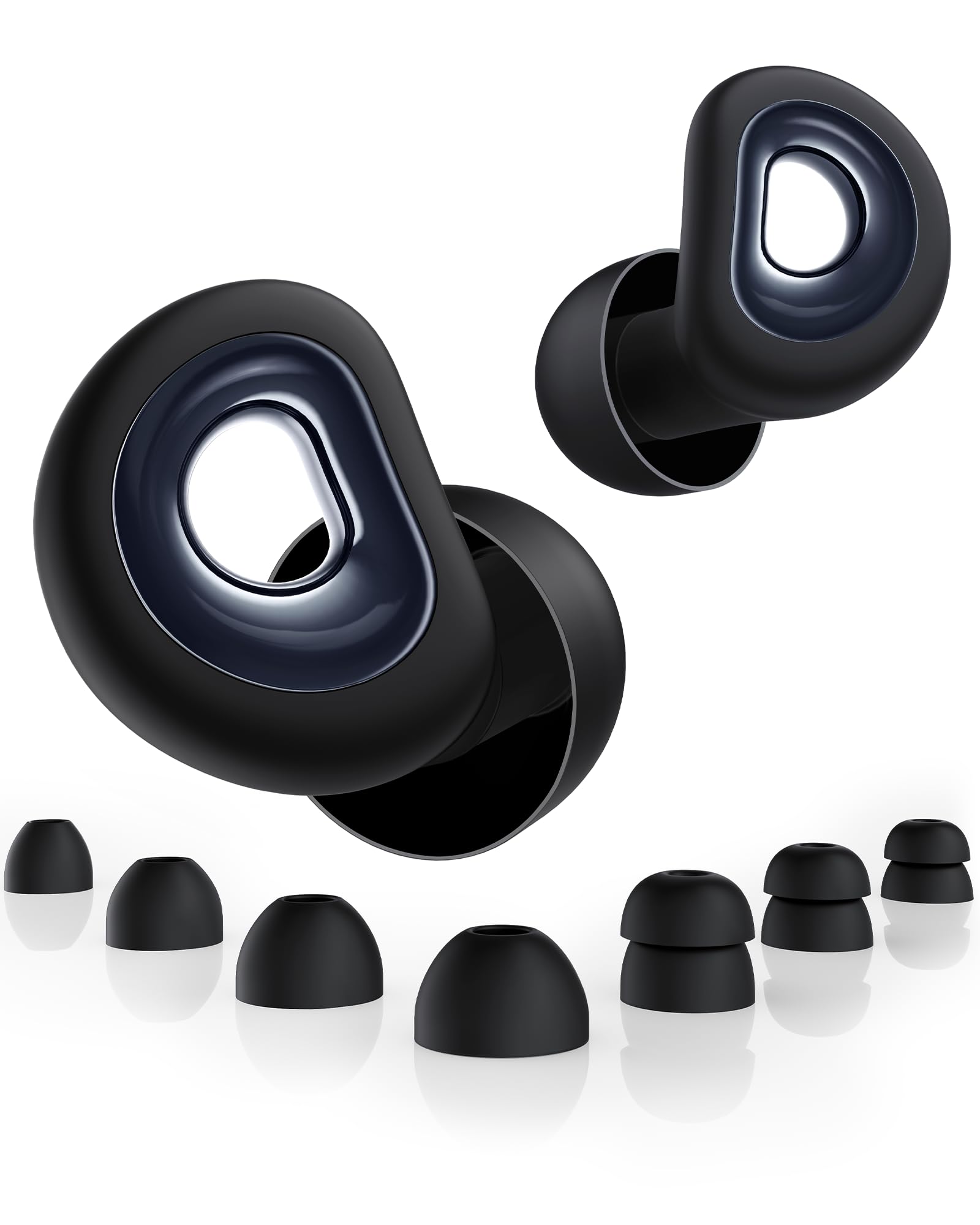 Photo 1 of 55dB Noise Reduction Ear Plugs for Sleeping, Reusable Noise Cancelling Earplugs for Snoring, Side Sleepers & Travel, Soft Silicone Hearing Protection for Concerts, Studying, Work, Airplane, 7 Ear Tips
