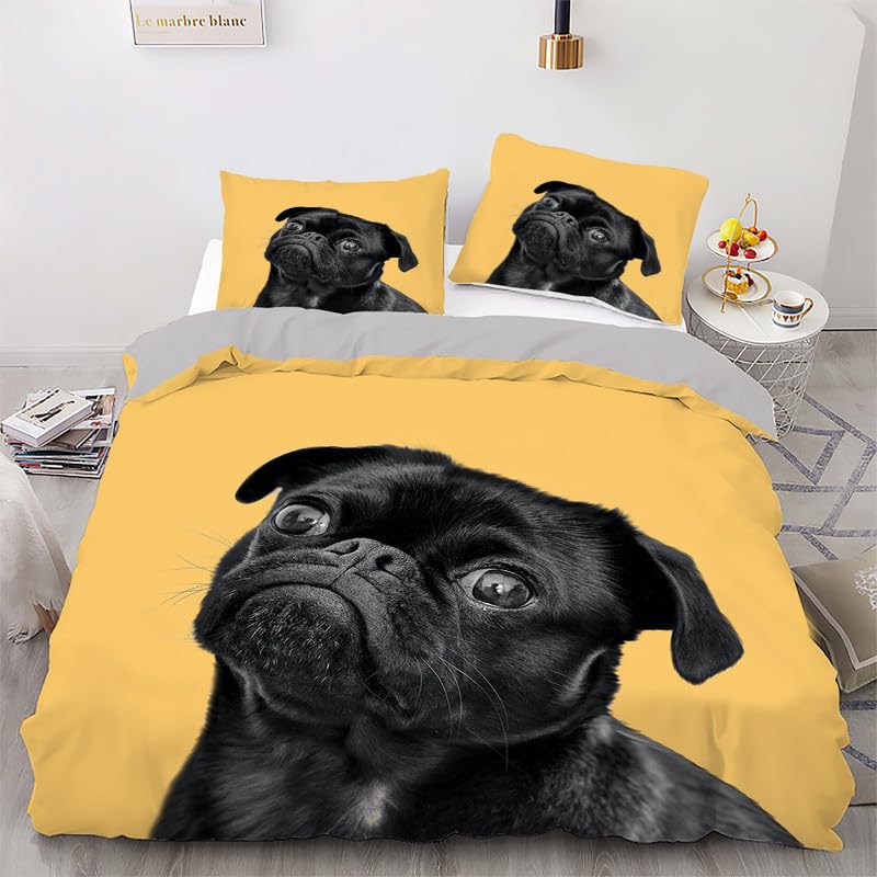Housse de couette pit-bull 240x260 sans repassage en microfibre jaune anti-plis