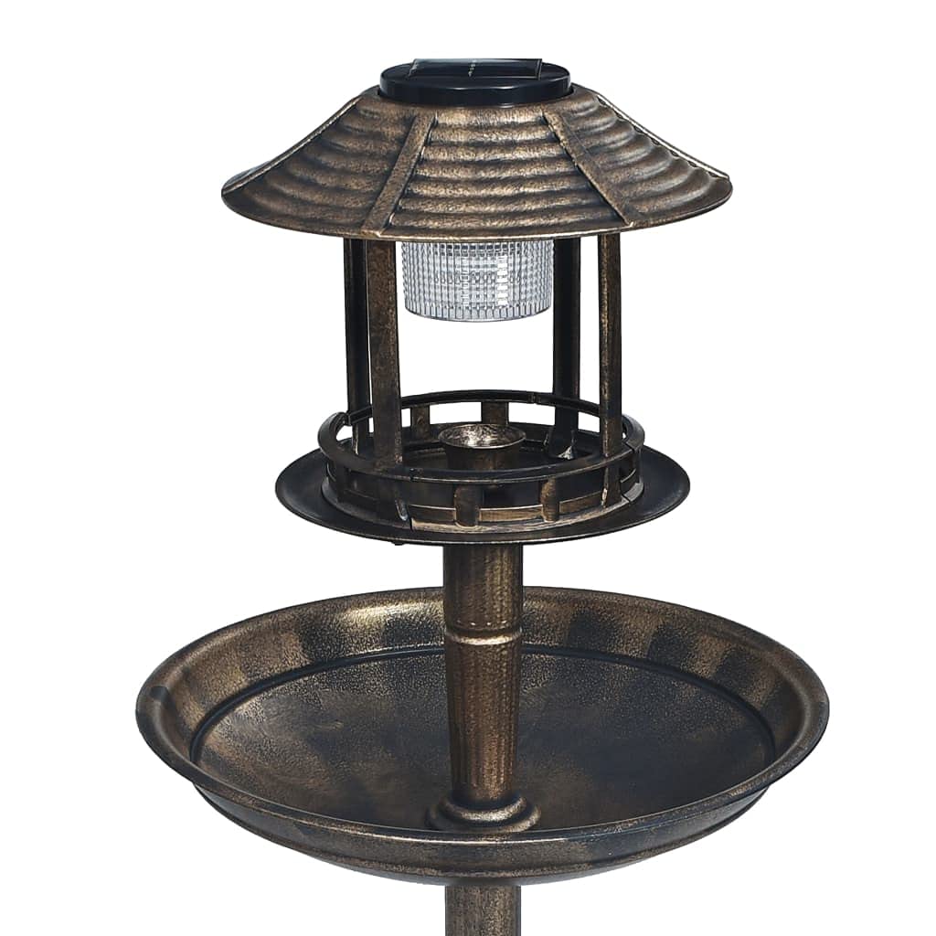 vidaXL Deko Vogelbad mit Solarbetriebenen LED-Leuchten Vogelhotel Vogelfutterhaus Vogelhaus Vogeltränke Pflanzschale Kunststoff 39x96cm