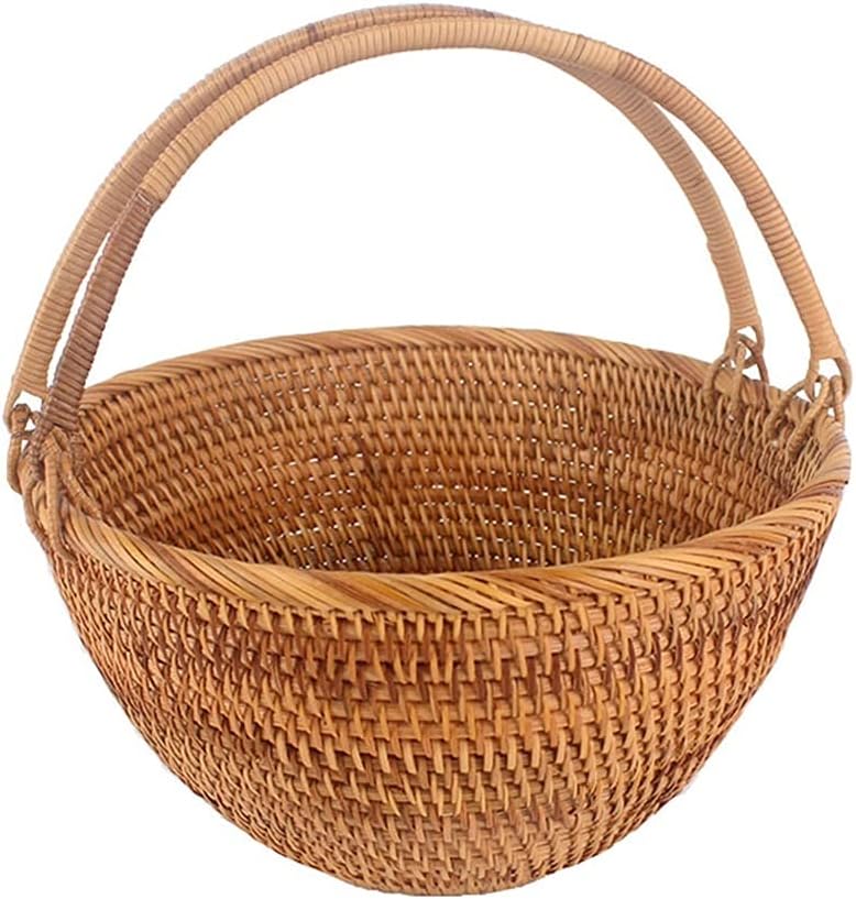 Rattan Basket Rattan Decor Bread Basket Round Basket Rattan Fruit Basket Tray Storage Basket Fruit Bowls Shopping Bags Food Storage Serving Trays
