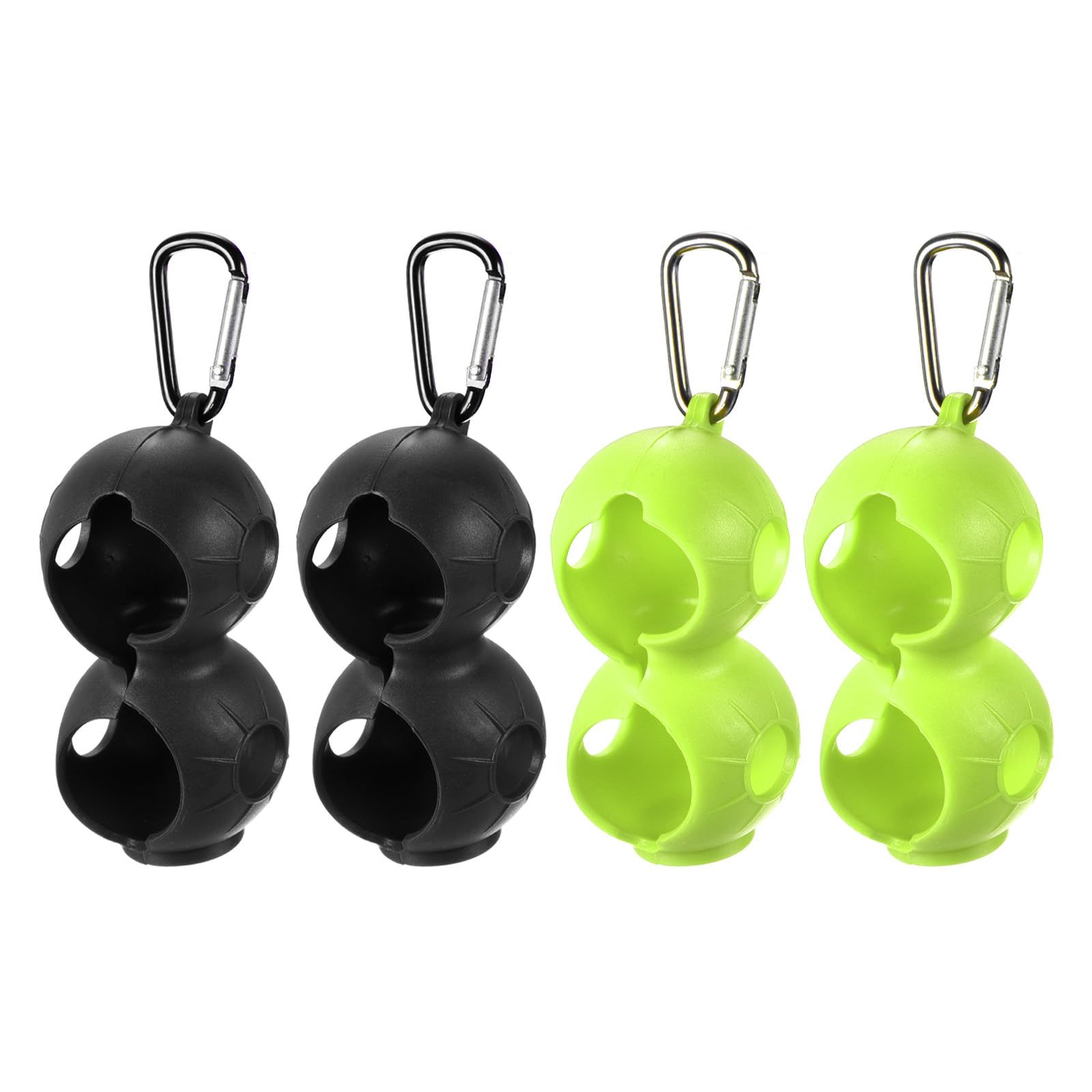 PATIKIL Golf Ball Holder, 4 Pack Silicone 2 Balls Carrier Protective Portable Sleeve with Buckle for Golf Bag Belt Black, Green