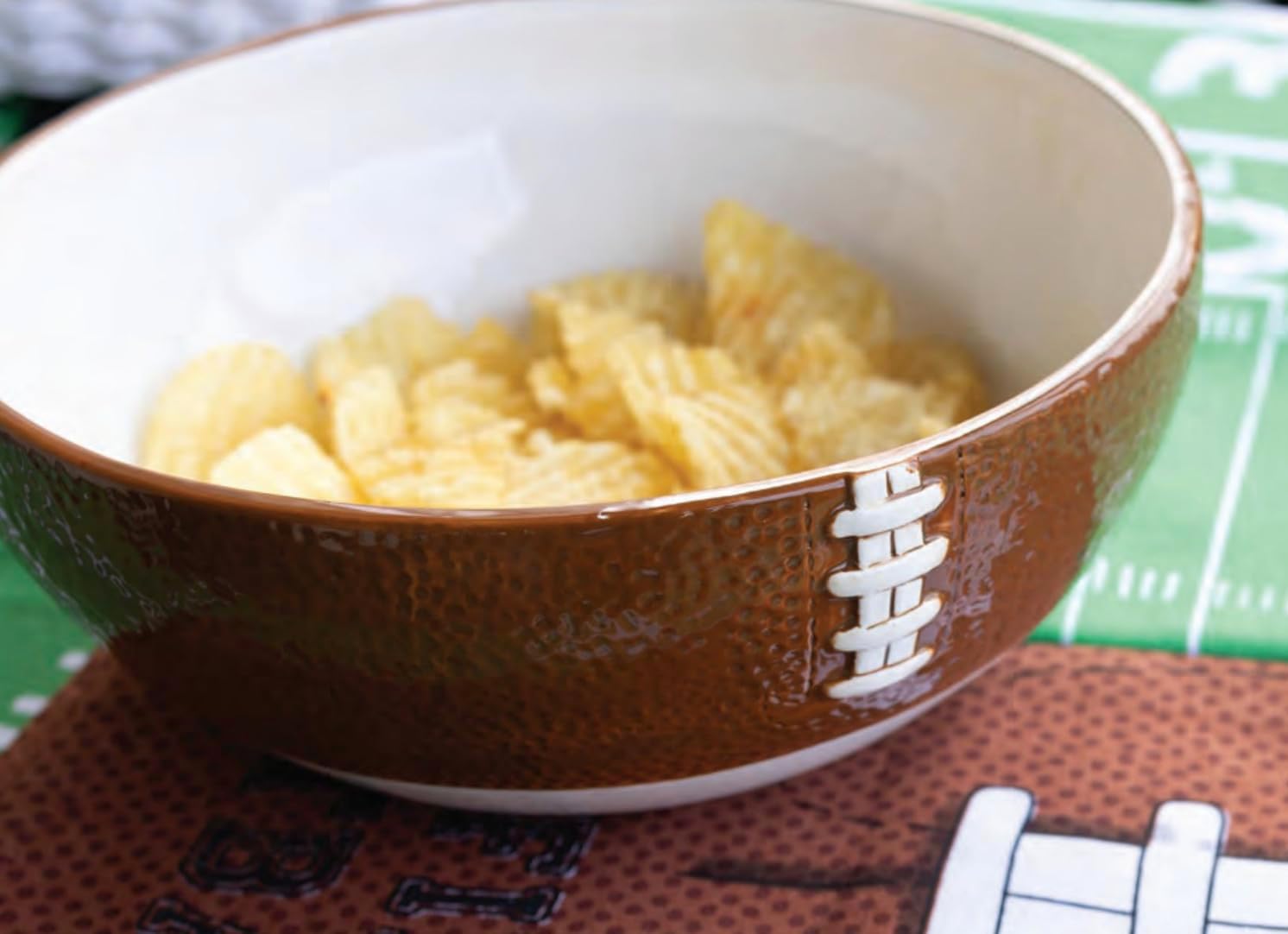 Boston International Ceramic Bowl Serving Dish, Large/8 Cups, Football Fever