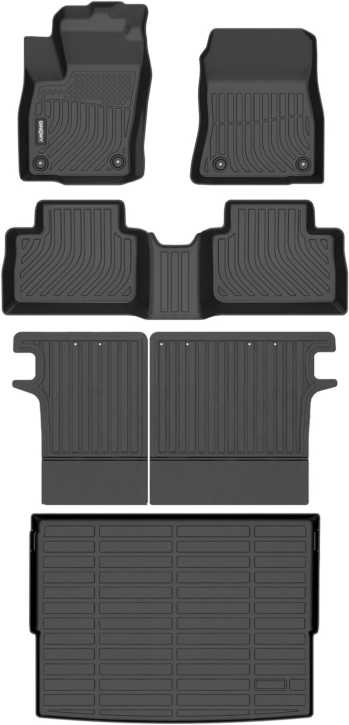 GINOWY-Floor Mats & Cargo Liner for Nissan Kicks 2025 2026, TPE All Weather 2025 Kicks Car Floor Mats, Backrest Mats Non-Slip Trunk Mat Kicks Floor Liners Accessories Black 42) for Nissan Kicks |2025-2026 |Full Set