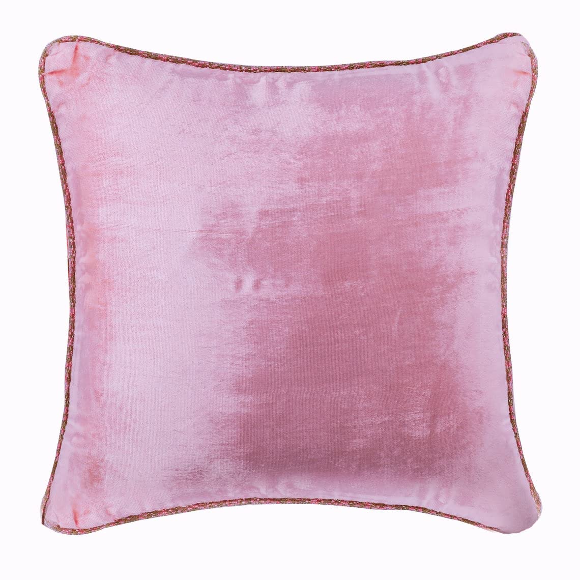 Fabric Mart Direct Soft Pink Shimmer - 40 x 40 cm EIN rosafarbiger Samt Kissenbezug mit handfertigtem Perlenrand